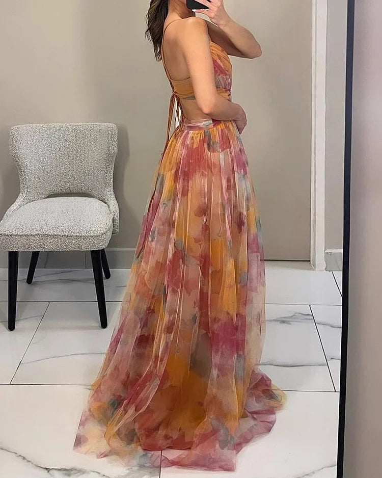 Cheline | Maxi Chiffon Jurk voor Dames - Vloeiend & Romantisch