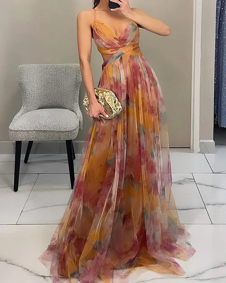 Cheline | Maxi Chiffon Jurk voor Dames - Vloeiend & Romantisch