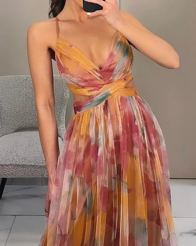 Cheline | Maxi Chiffon Jurk voor Dames - Vloeiend & Romantisch