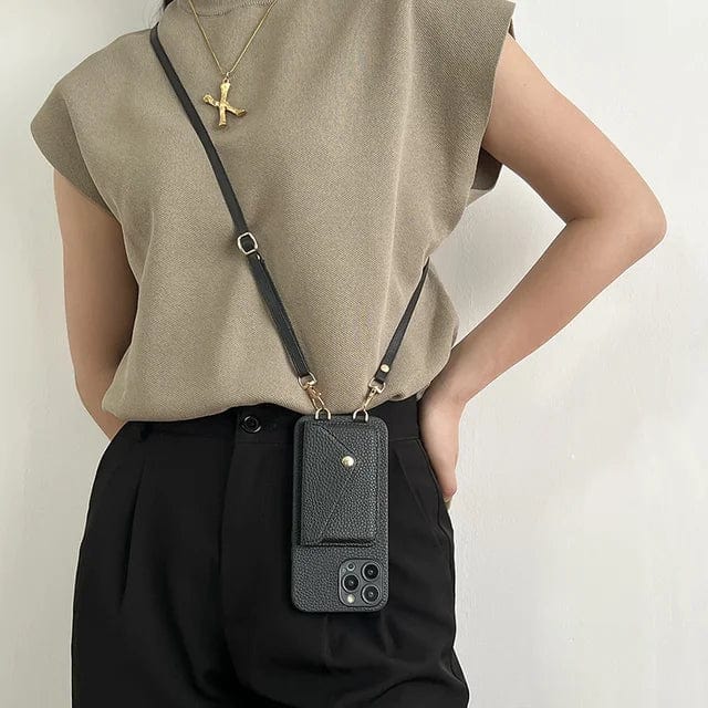 Leren Crossbody Telefoon Hoesje met Pasjeshouder