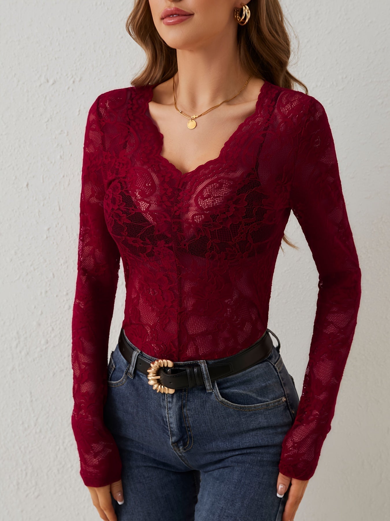 Kanten V-Hals Top