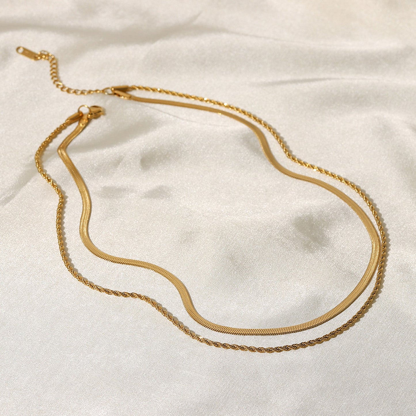 Maree | Gelaagde Gouden Ketting met Dubbele Schakel