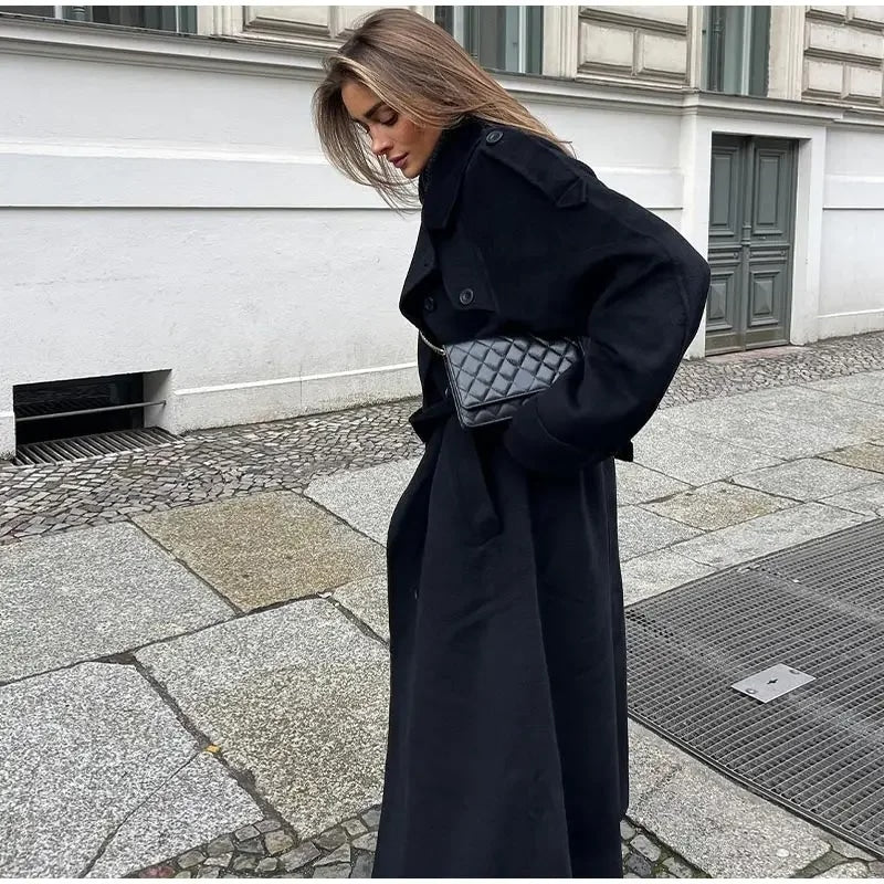 Inka | Oversized Wollen Mantel Dames – Lange Winterjas