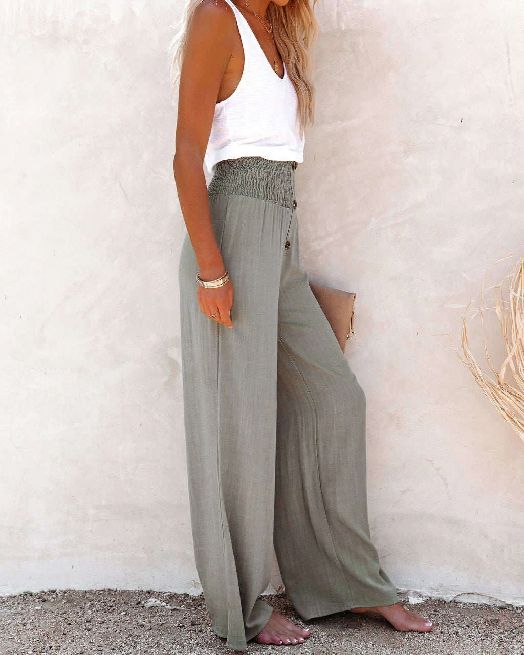 Luca | Linnen Broek met Hoge Taille