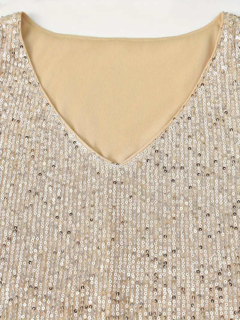 V-Hals Glitter Pailletten Top