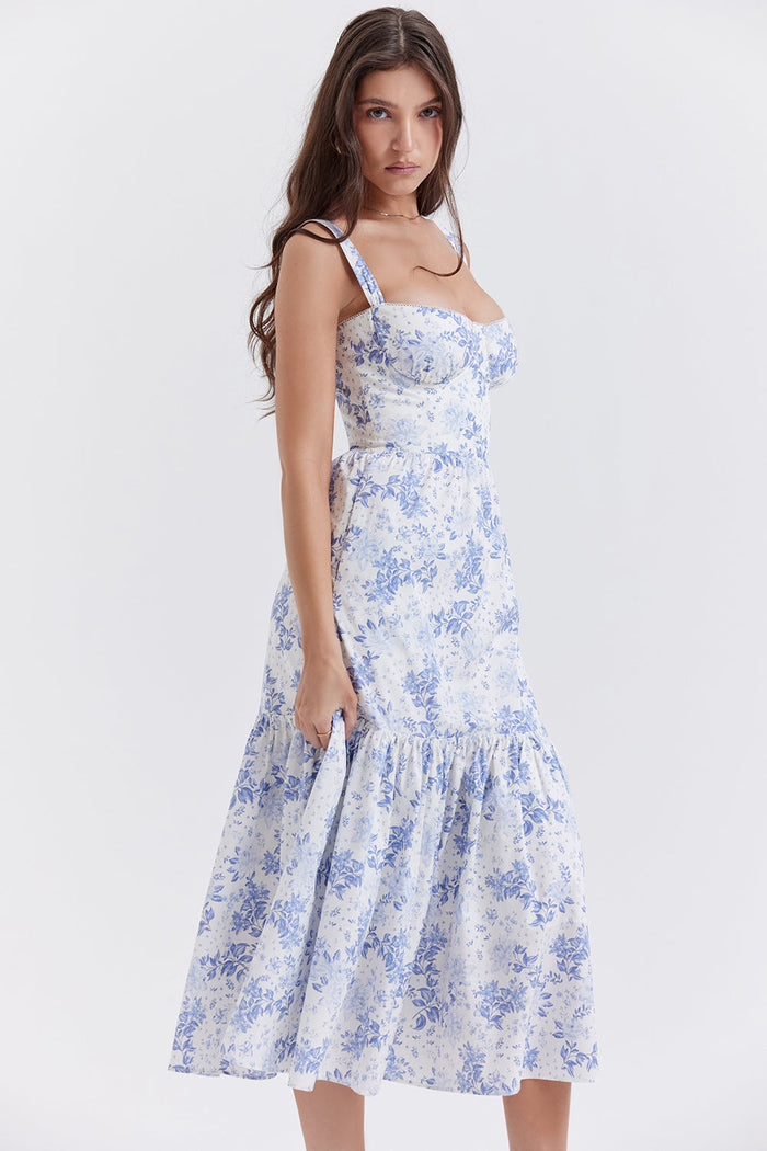 Jo | Zomerse Bloemen Midi Zonnejurk