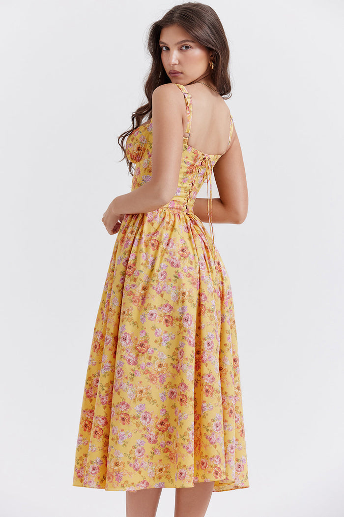 Jo | Zomerse Bloemen Midi Zonnejurk
