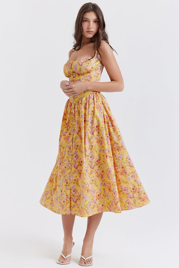 Jo | Zomerse Bloemen Midi Zonnejurk
