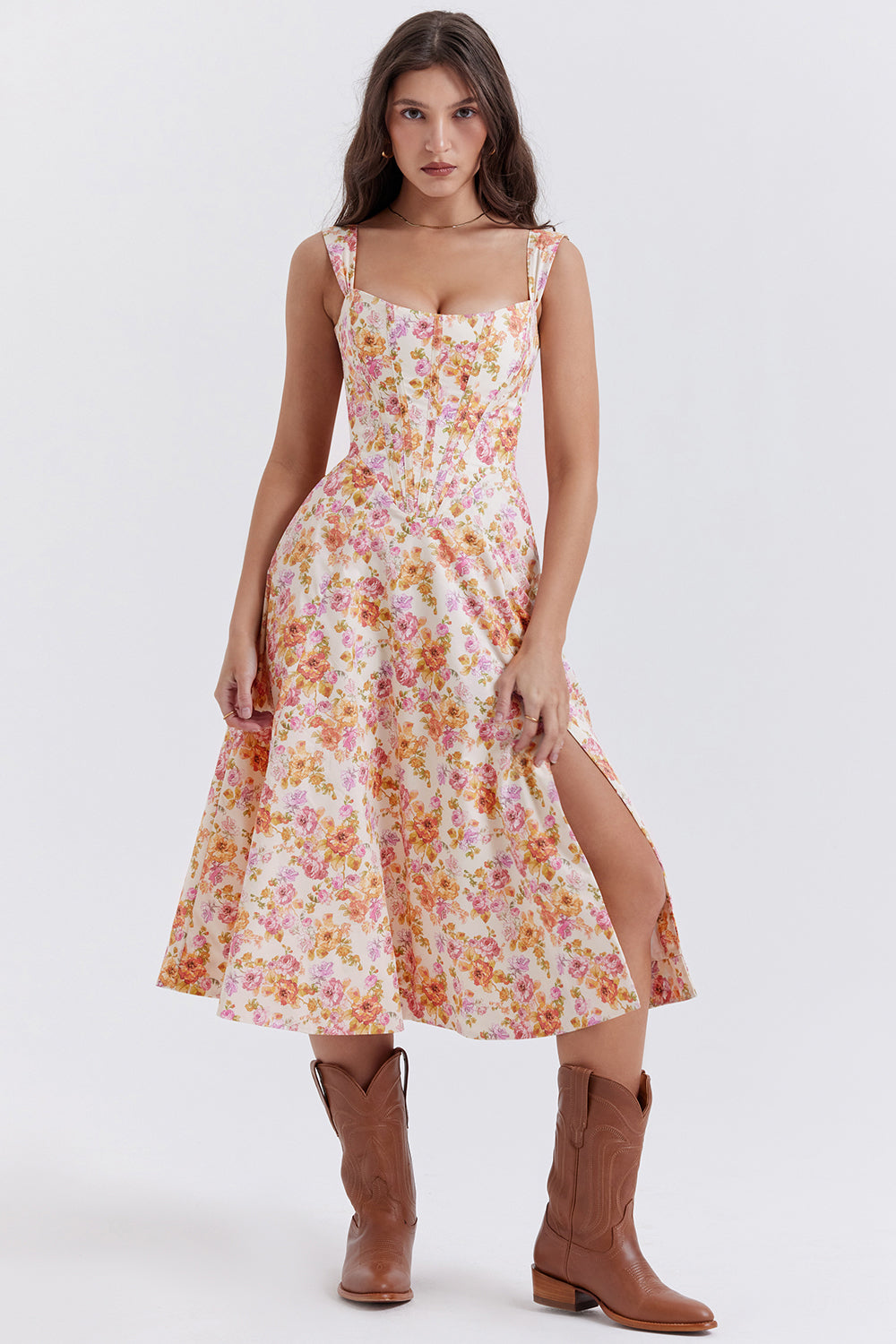 Jo | Zomerse Bloemen Midi Zonnejurk