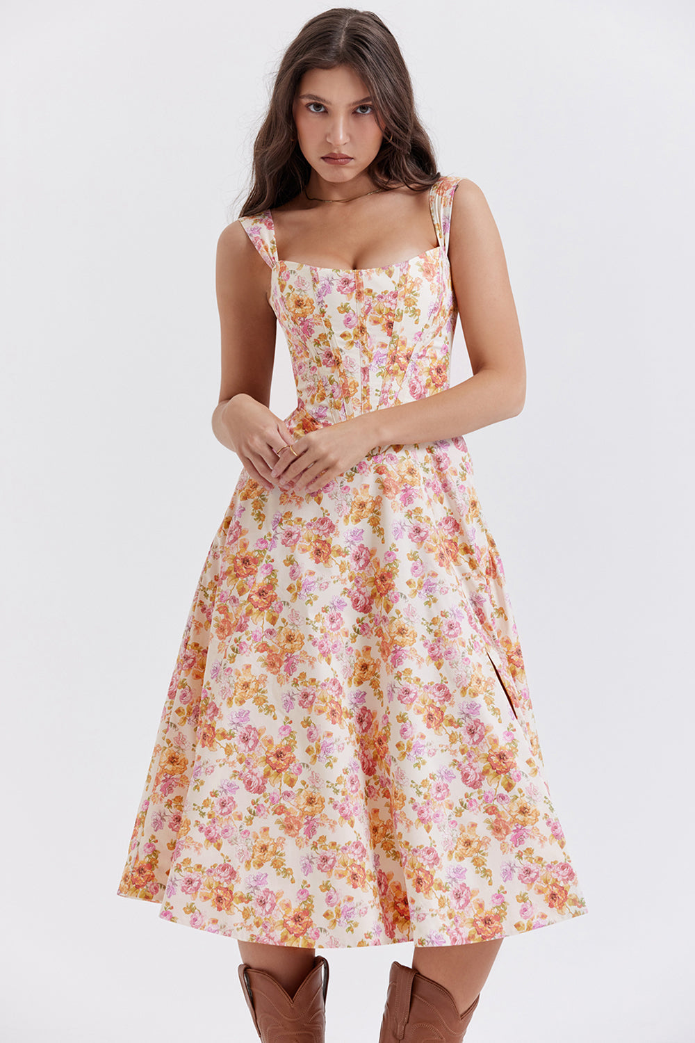 Jo | Zomerse Bloemen Midi Zonnejurk