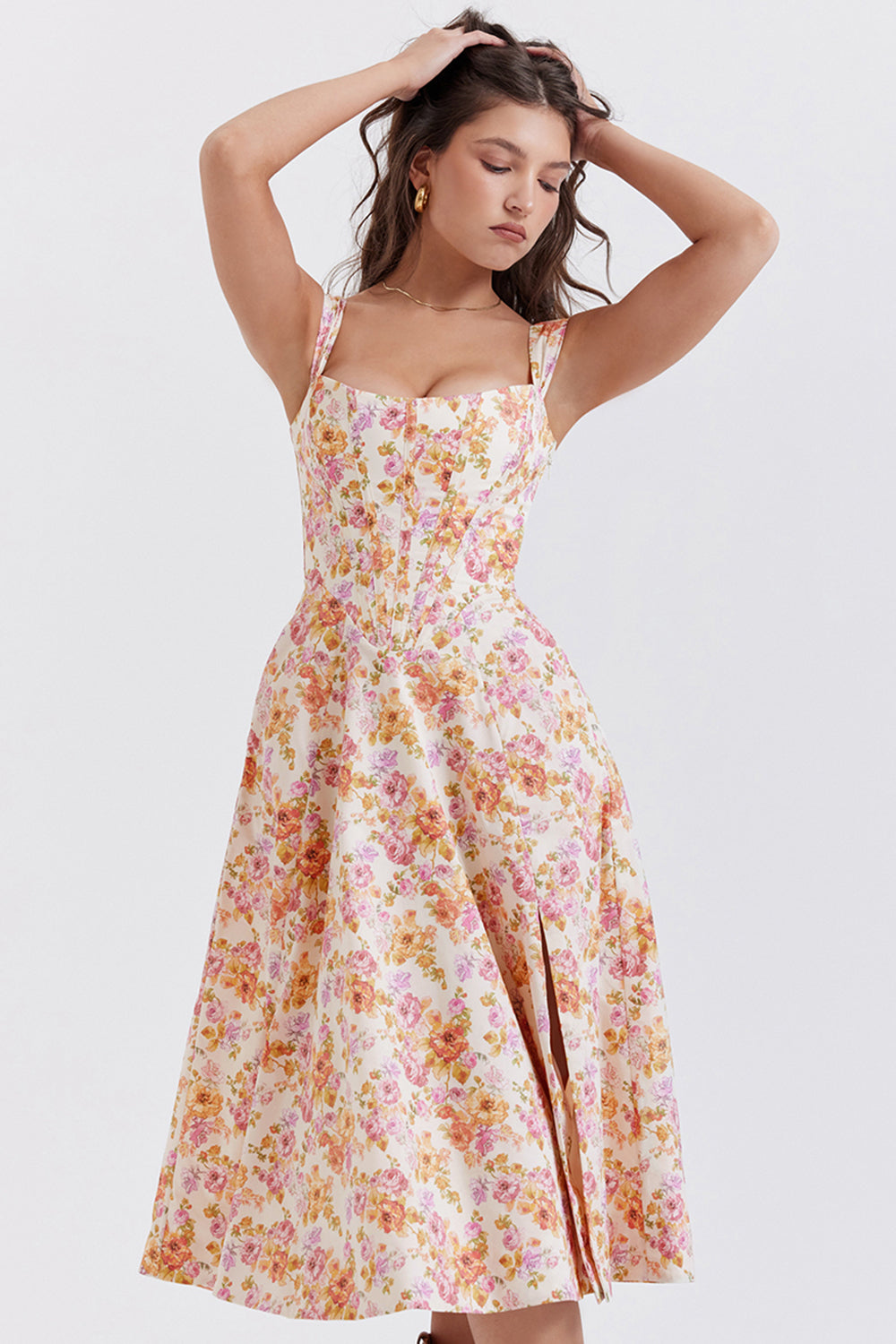 Jo | Zomerse Bloemen Midi Zonnejurk