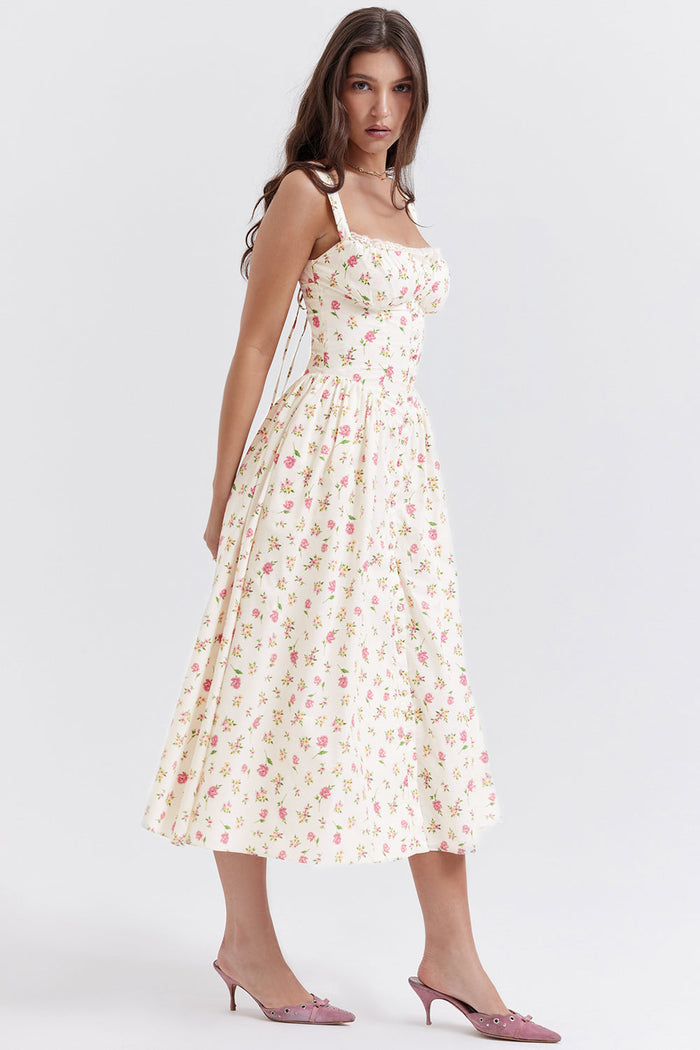 Jo | Zomerse Bloemen Midi Zonnejurk
