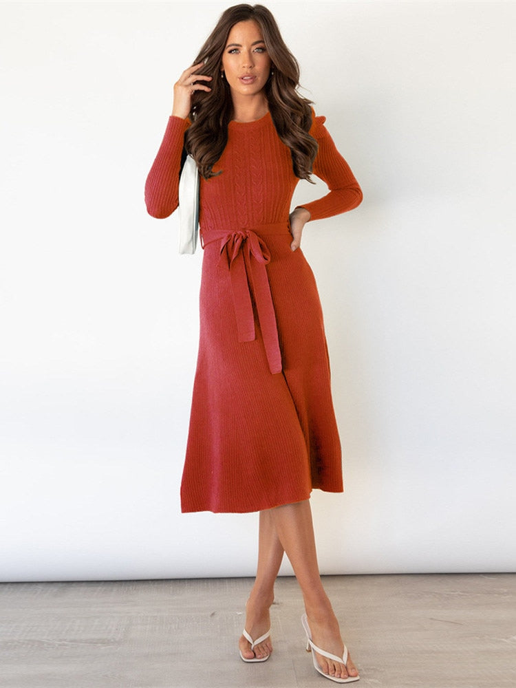 Youra | Elegante gebreide Midi Jurk