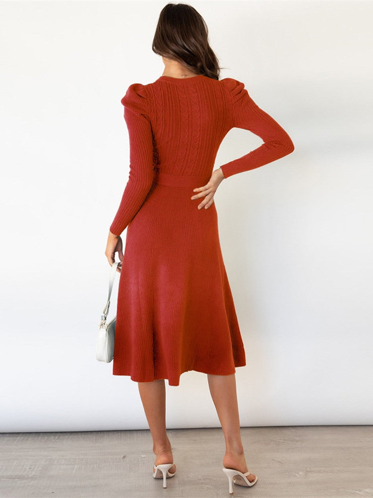 Youra | Elegante gebreide Midi Jurk