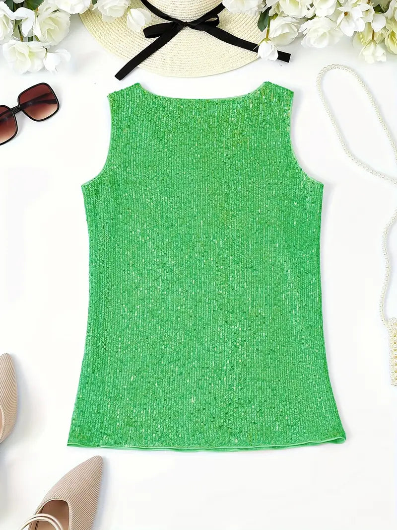 V-Hals Glitter Pailletten Top