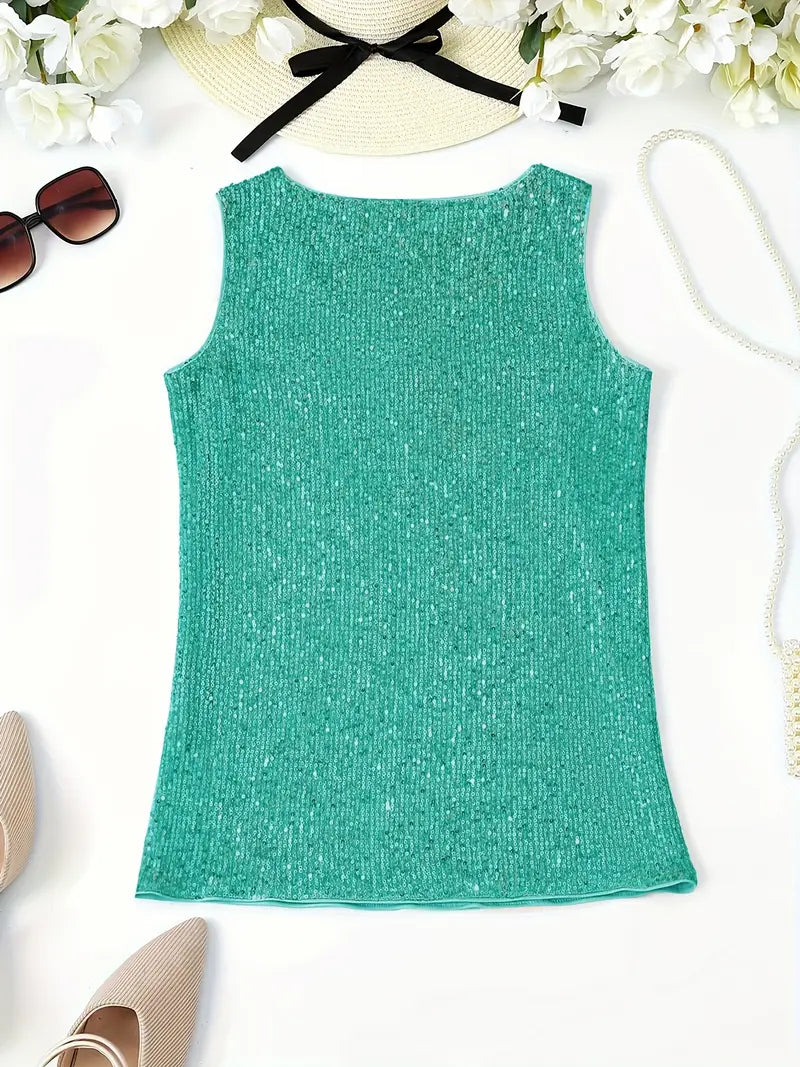 V-Hals Glitter Pailletten Top