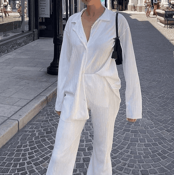 Alda | Tweedelig Damespak – Blazer en Gedrapeerde Broek