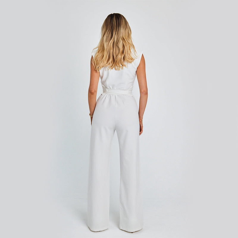 Roselin | Elegante Mouwloze Jumpsuit met Strikceintuur
