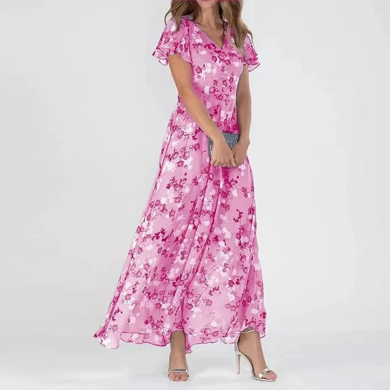 Loraina | Elegante Bloemige Chiffon Jurk