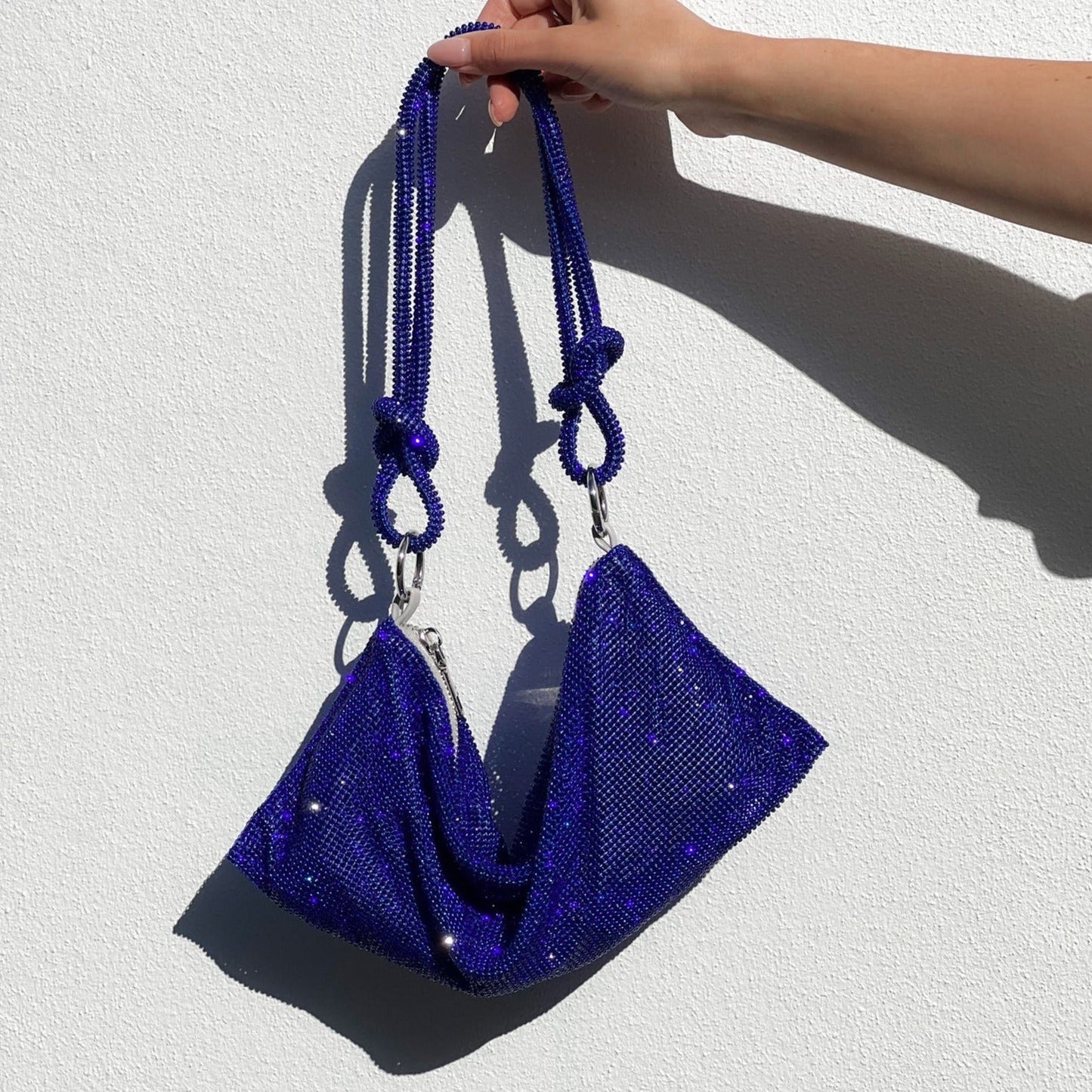 Luxe Glanzende Tas met Ketting Detail
