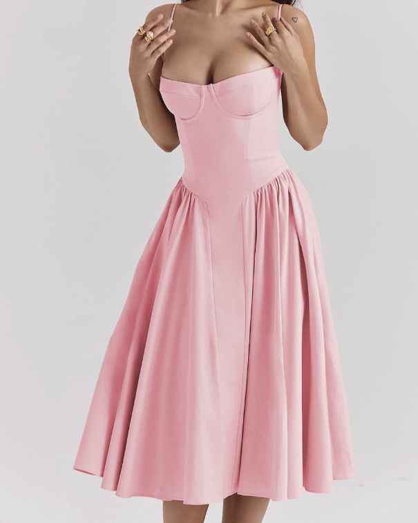 Stijlvolle Midi Jurk met Corset