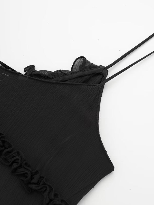 Verah | Camisole Top met Transparante Chiffonlaag – Elegant