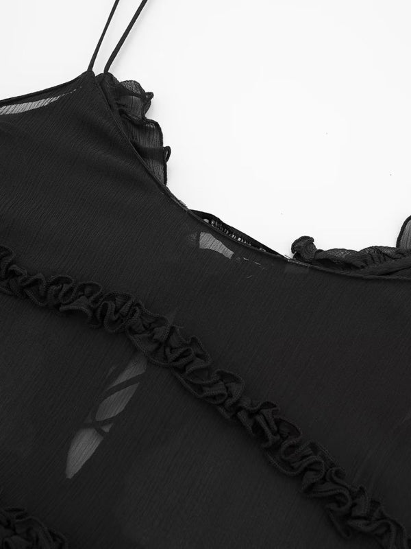 Verah | Camisole Top met Transparante Chiffonlaag – Elegant