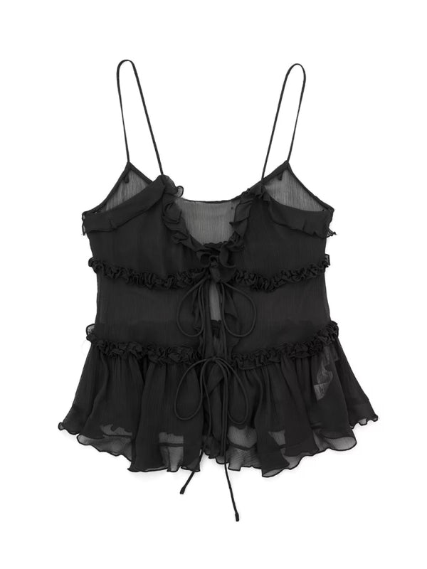 Verah | Camisole Top met Transparante Chiffonlaag – Elegant