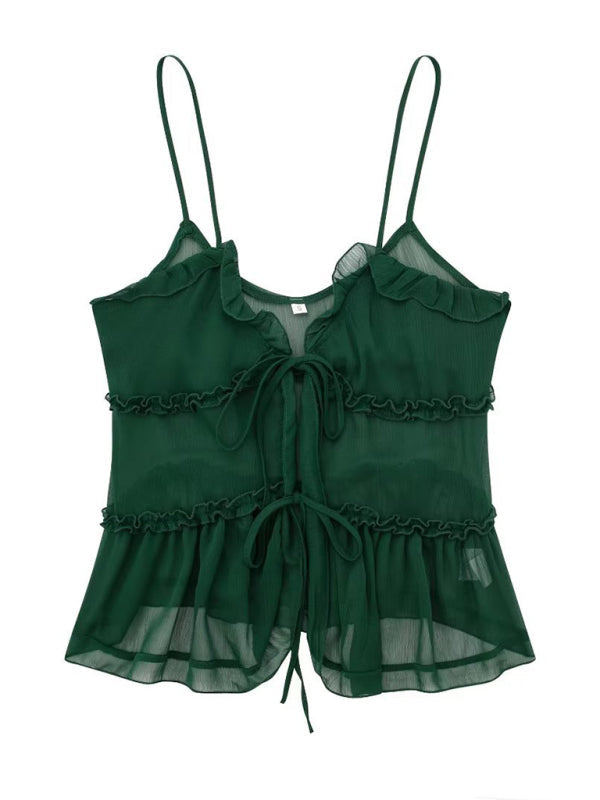 Verah | Camisole Top met Transparante Chiffonlaag – Elegant