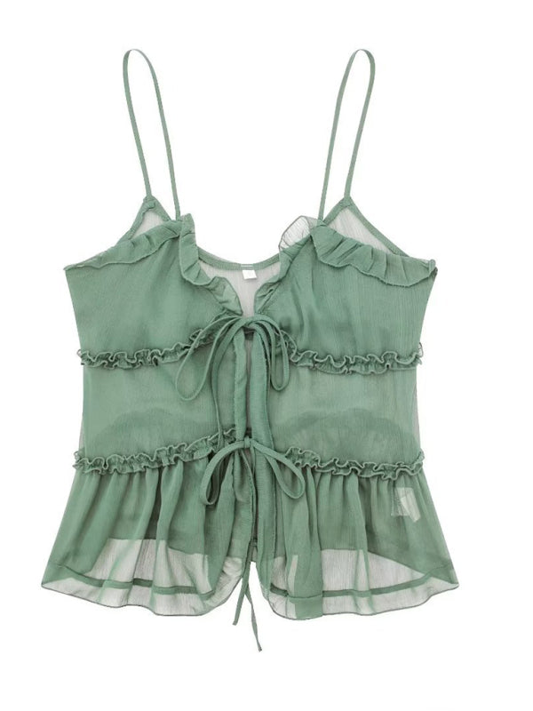 Verah | Camisole Top met Transparante Chiffonlaag – Elegant