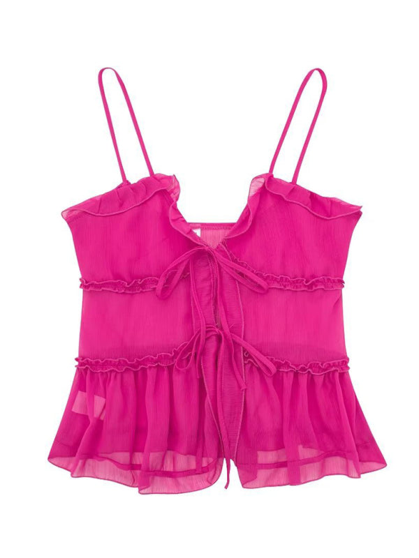 Verah | Camisole Top met Transparante Chiffonlaag – Elegant