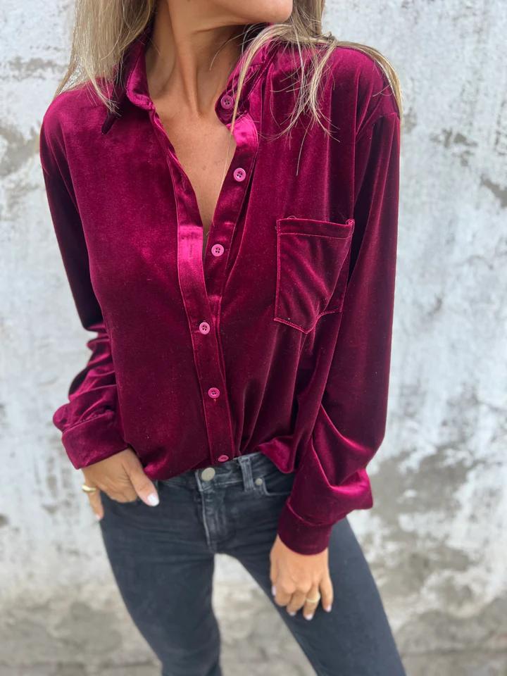 Cora | Elegante en Zachte Fluwelen Blouse