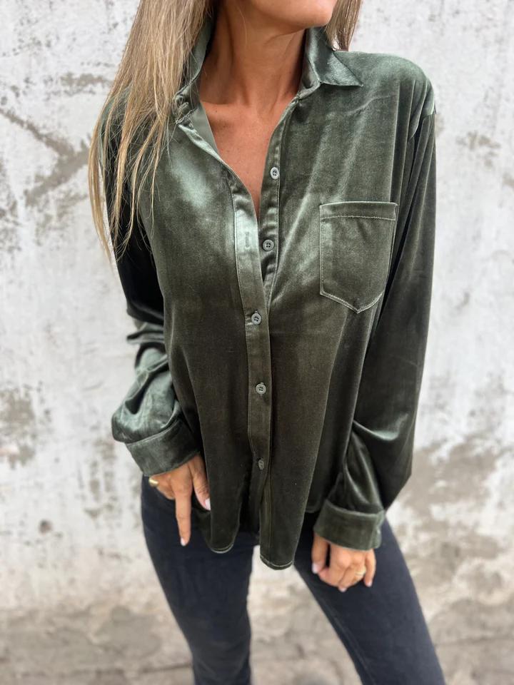 Cora | Elegante en Zachte Fluwelen Blouse