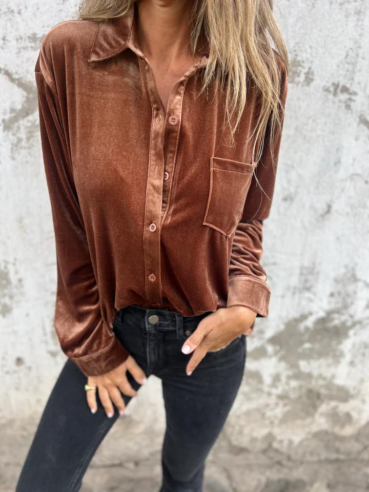 Cora | Elegante en Zachte Fluwelen Blouse