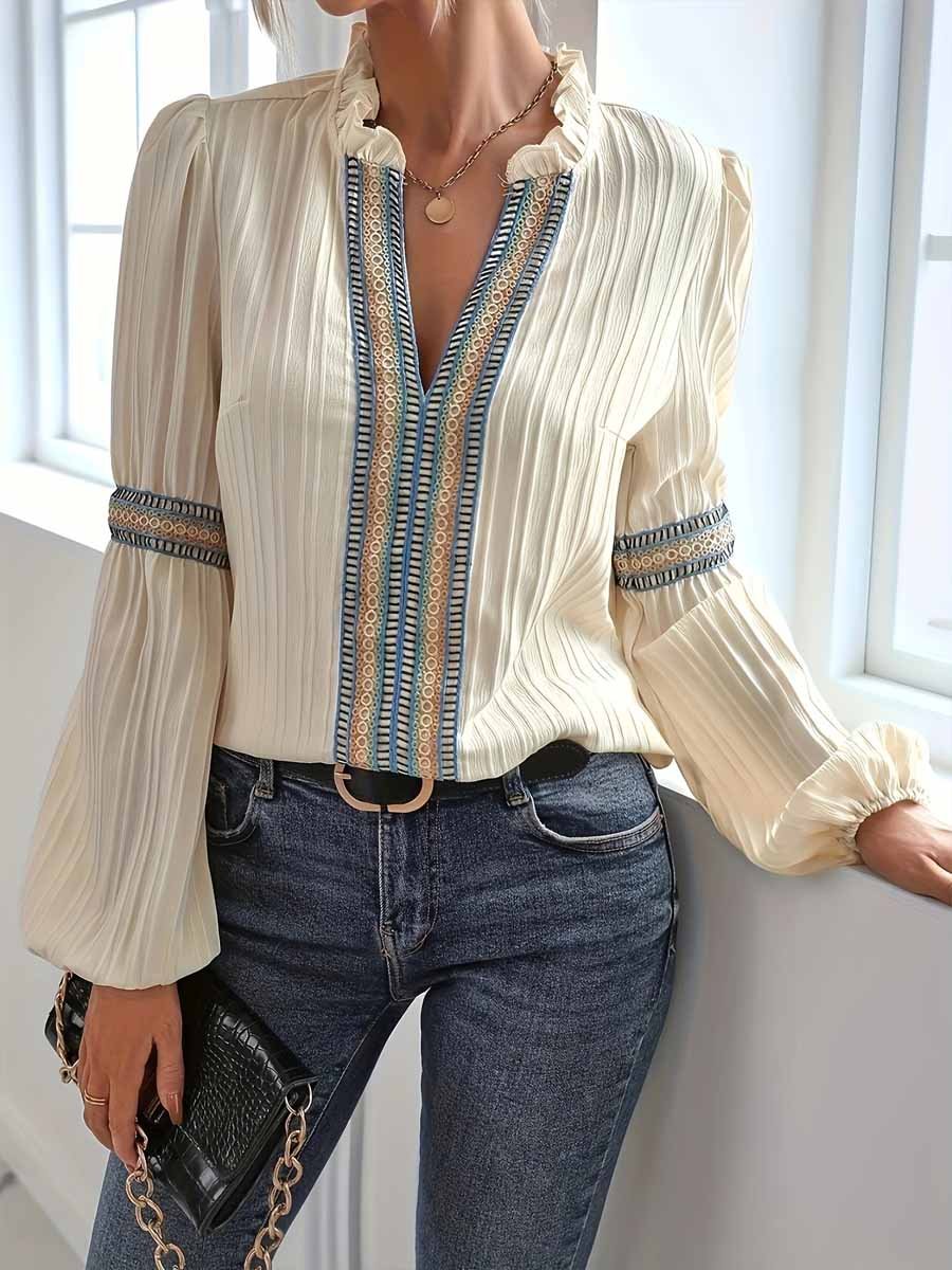 Lang Mouw Shirt met V Hals
