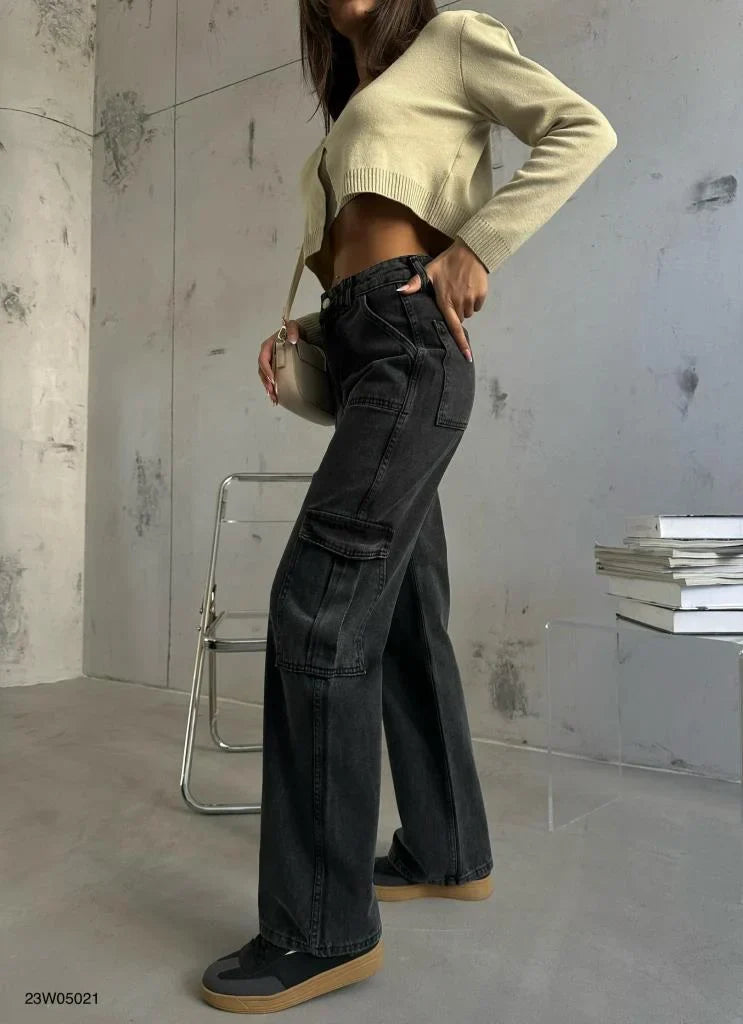 Felda | Cargo Jeans met Zakken – Low Rise - Straight Fit