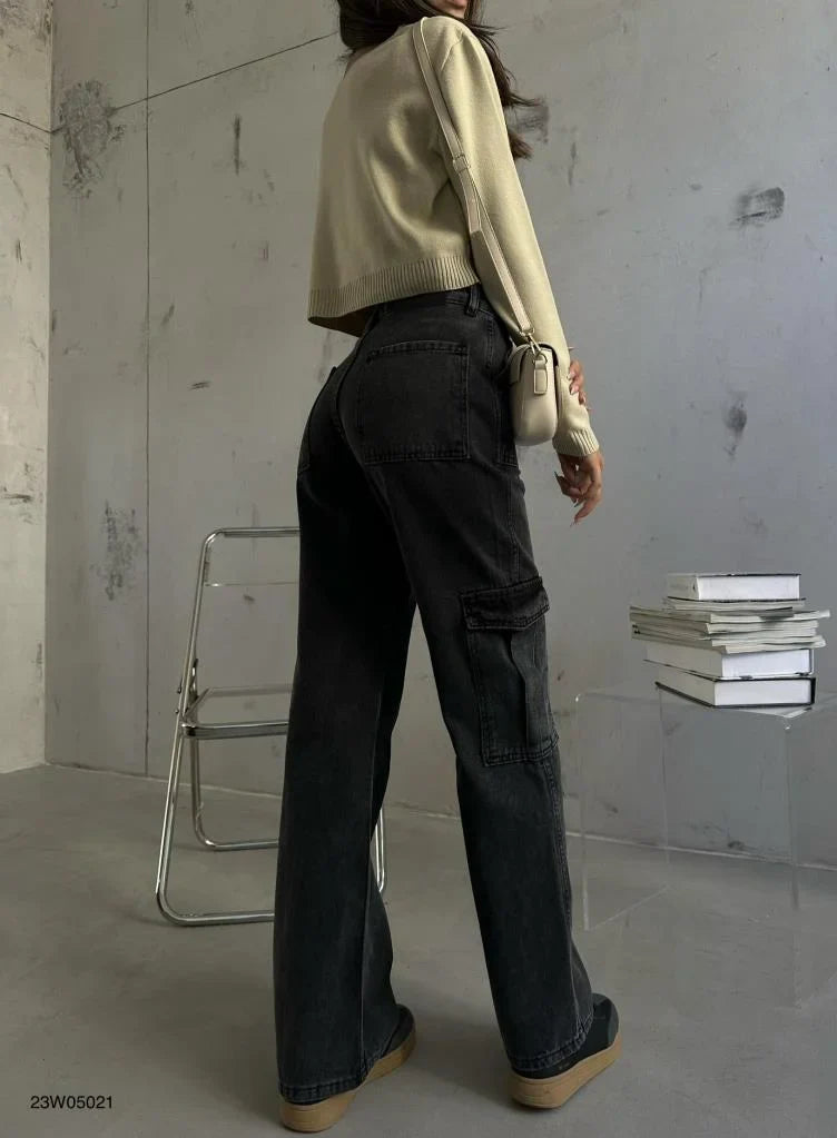 Felda | Cargo Jeans met Zakken – Low Rise - Straight Fit