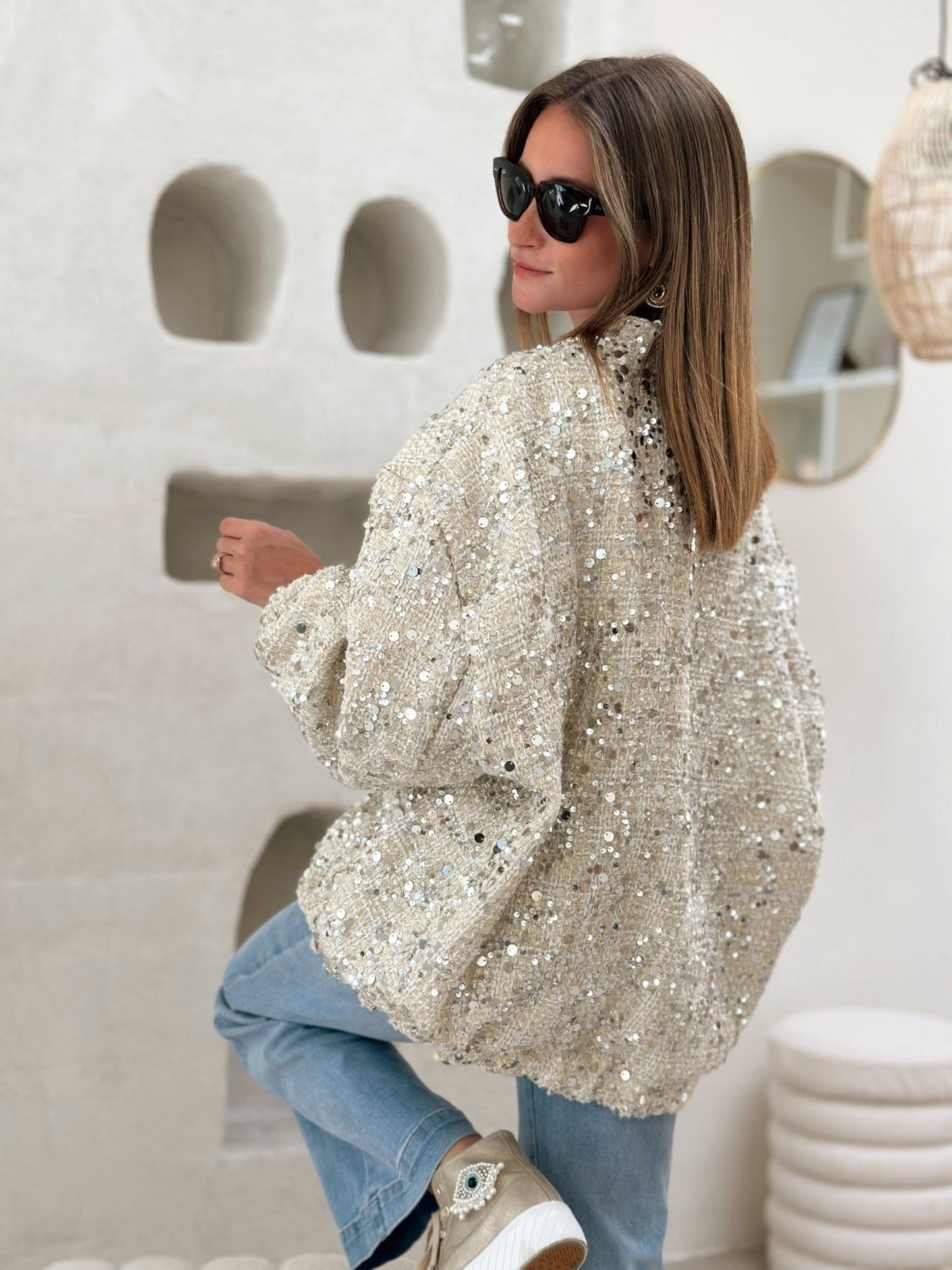 Dova | Pailletten Bomberjack met Glitters – Stijlvol en Comfortabel