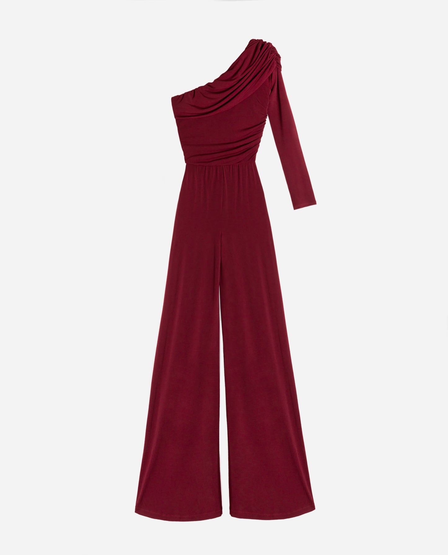 Dionah | Elegante One-Shoulder Bordeaux Jumpsuit