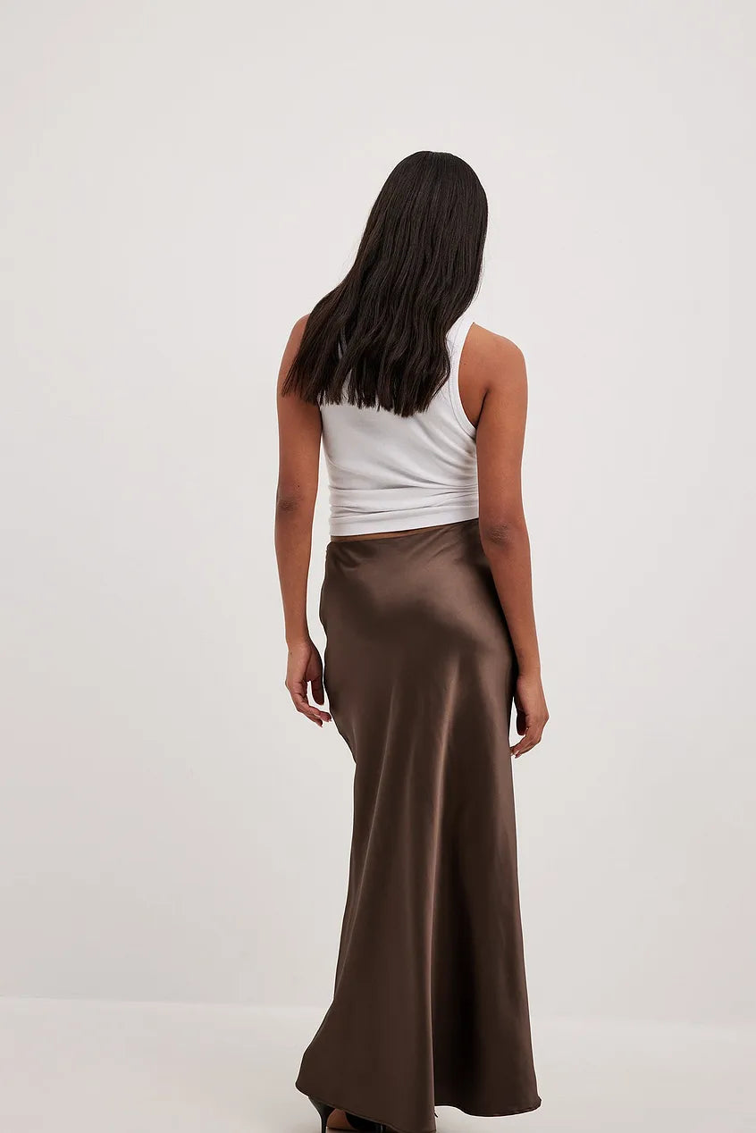 Evelia | Satijnen Maxi Rok A-Lijn voor Dames - Glanzend, Elegante en Lang