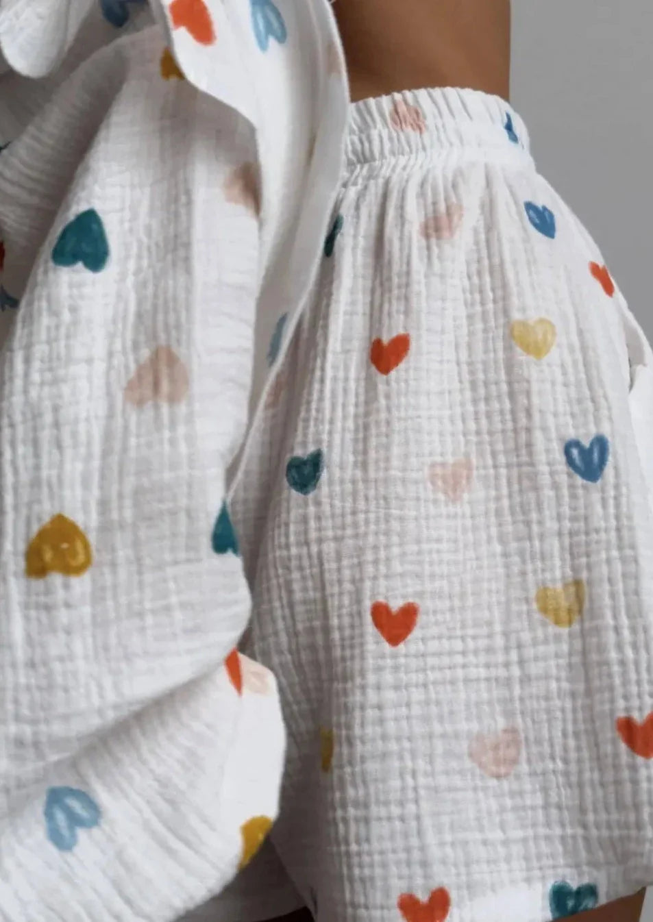 Jenika | Loungewear Set van Katoen met Hartjes Print - Zomers & Stijlvol
