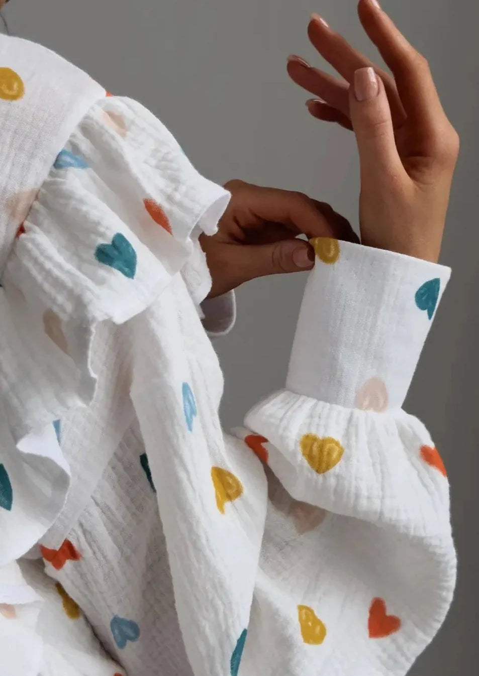 Jenika | Loungewear Set van Katoen met Hartjes Print - Zomers & Stijlvol