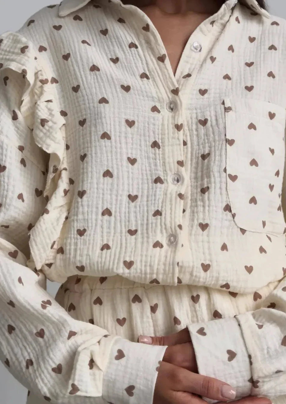 Musiala | Katoenen Set met Hartjes Print – Tweedelige Set Dames
