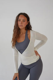 Loura | Lange Mouwen Yoga Wikkelblouse Wit