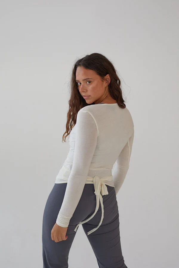 Loura | Lange Mouwen Yoga Wikkelblouse Wit