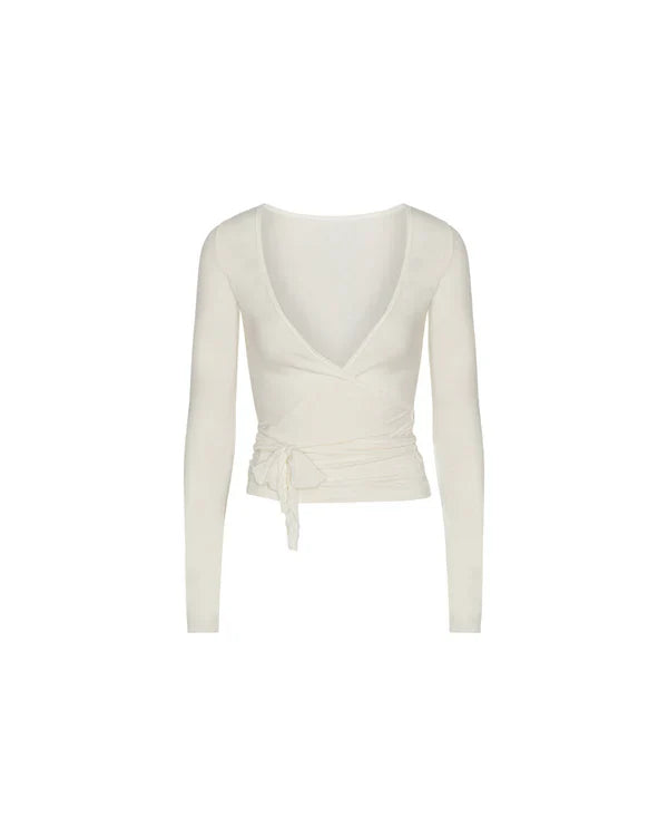 Loura | Lange Mouwen Yoga Wikkelblouse Wit