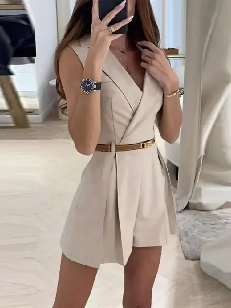 Diana | Chique V-hals Playsuit met Ceintuur