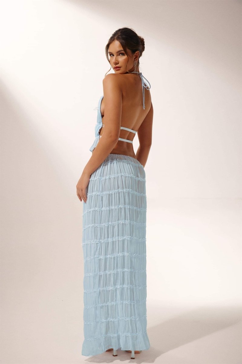 Bernou | Twee-delige plissé halter set zonder rug | Zomerlook