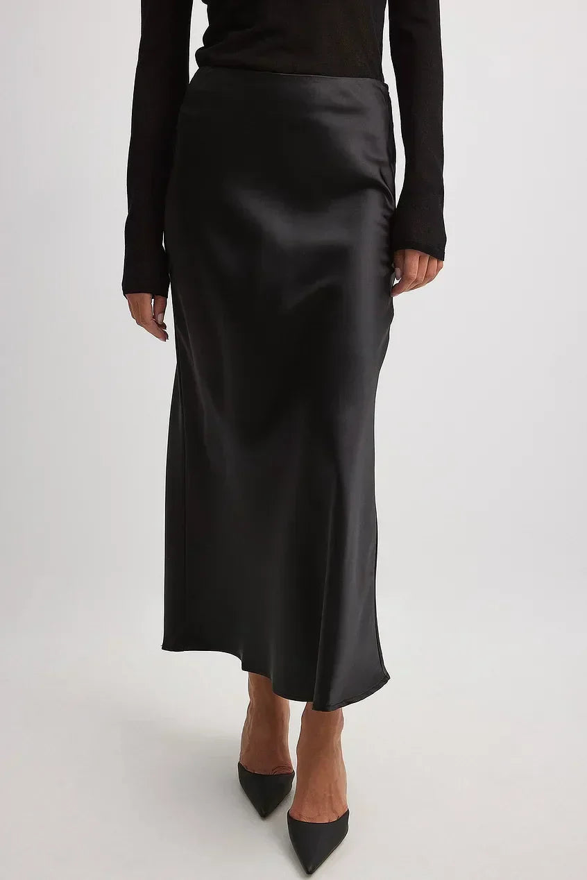 Evelia | Satijnen Maxi Rok A-Lijn voor Dames - Glanzend, Elegante en Lang