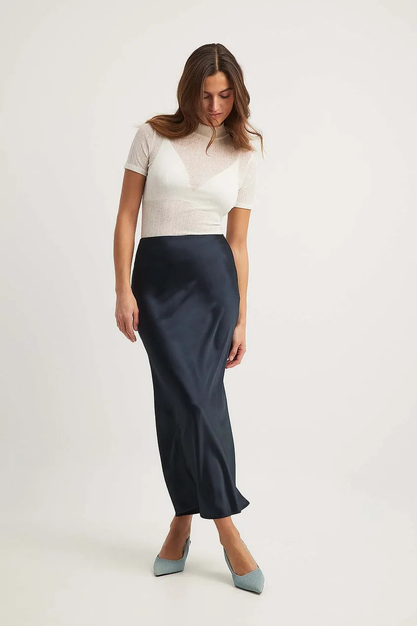 Evelia | Satijnen Maxi Rok A-Lijn voor Dames - Glanzend, Elegante en Lang